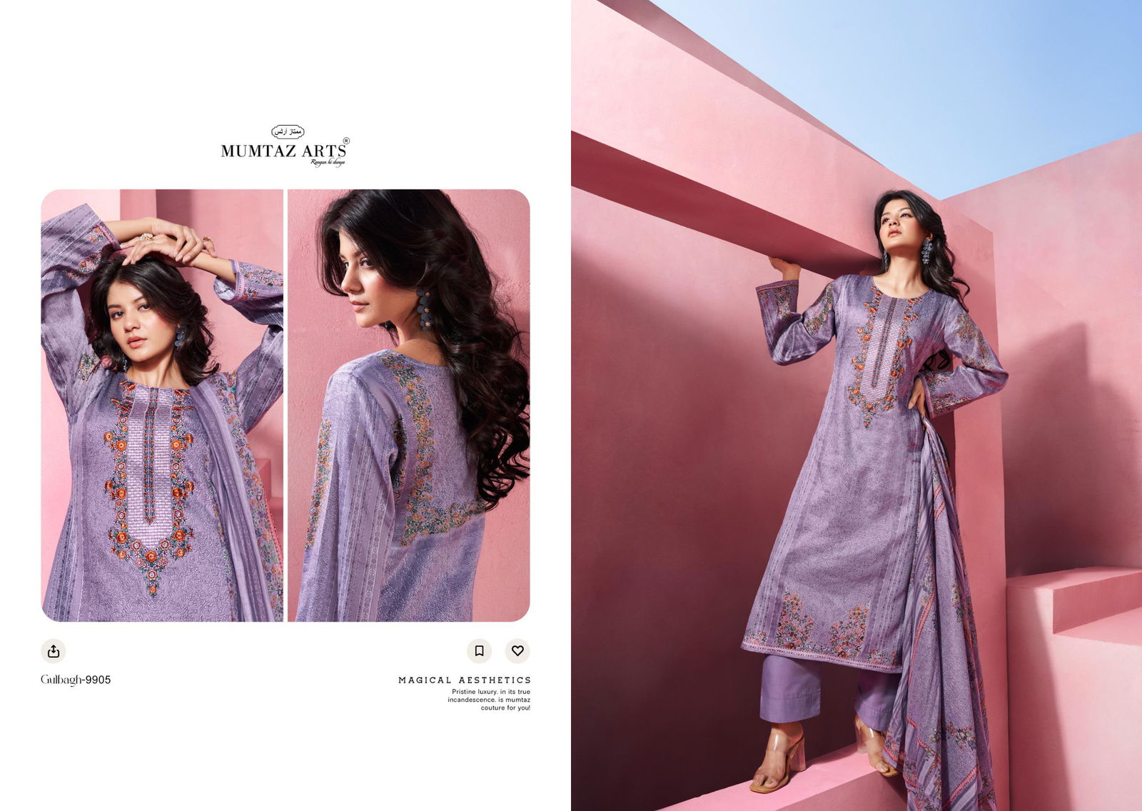 Gulbagh By Mumtaz Jam Satin Digital Printed Dress Material Suppliers In India